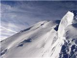 Pogled na vrh Mt. Blanca pri sestopu